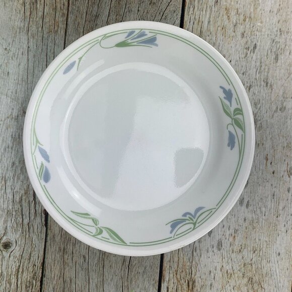 Corelle By Corning BLUE WREATH White Blue Green Design Salad Plates USA Set 4 - Picture 3 of 8